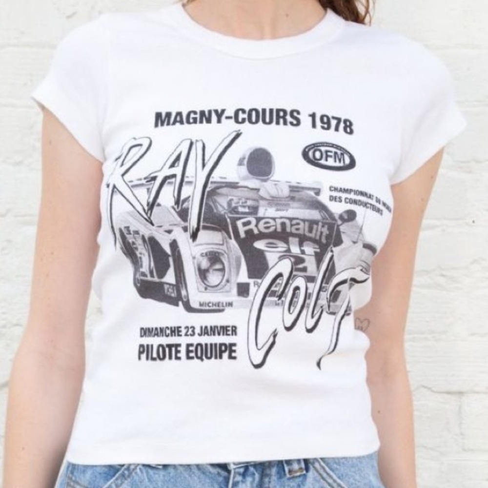 “RAY COLT RACE CAR T-SHIRT” black & white brandy Melville racecar graphic tee